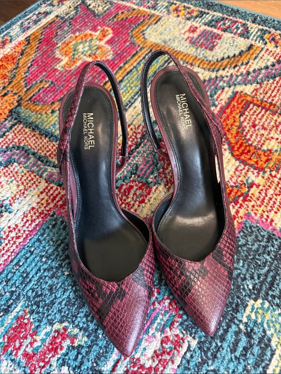MICHAEL Michael Kors Shoes - MICHAEL Michael Kors Burgundy Snake-Print Slingback Heels